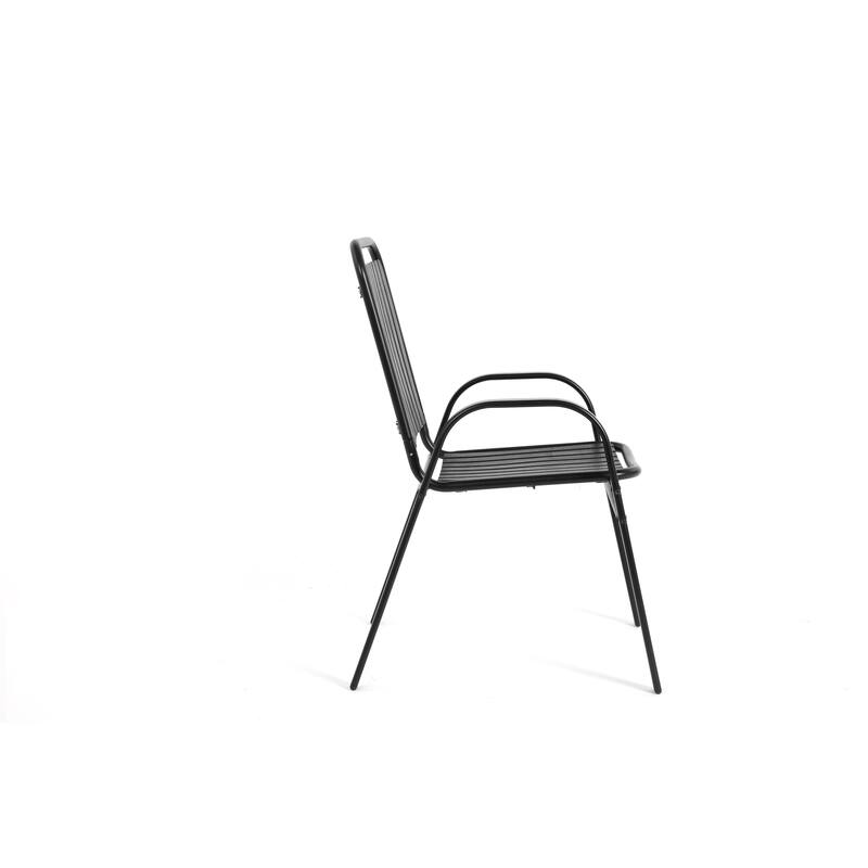 7 Piece Patio Dining Table Chair Set, Outdoor Conversation Furniture Set with Rectangular Steel Table and 6 Chairs