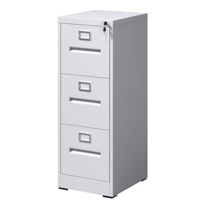 3 Drawer File Cabinet with Lock Metal Vertical File Cabinet, A4 Legal/Letter Size Narrow File Cabinet Locked,Assembly Required