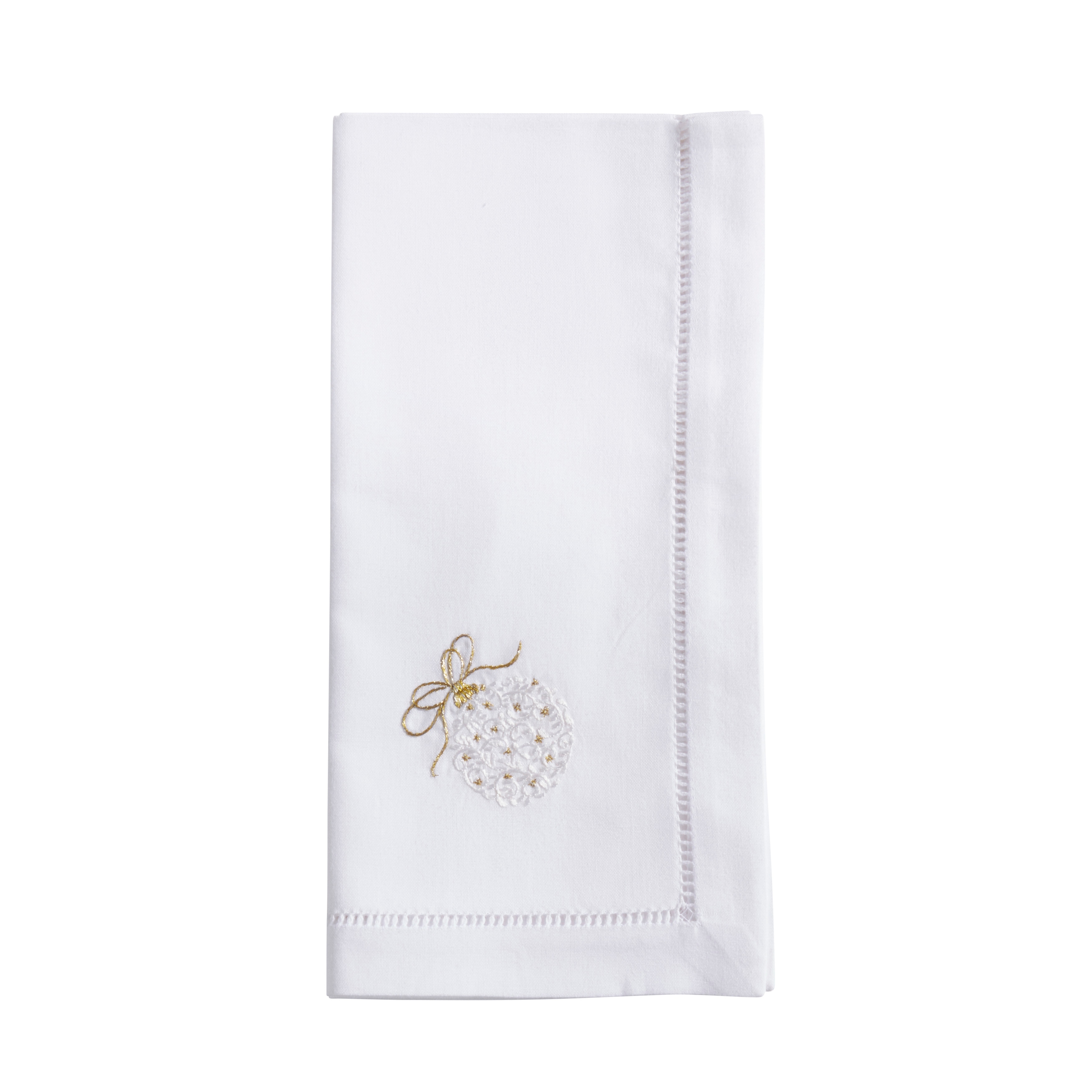 Merry and Bright Ornament Embroidered Napkin (Set of 6) - 20"x20"