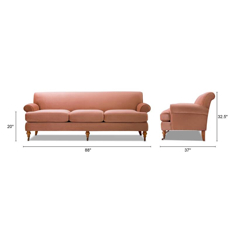 Alana Lawson 88 Inch Living Room Sofa – Three Cushion Couch with Rolled Arms and Tight Back – Minimal Assembly Required