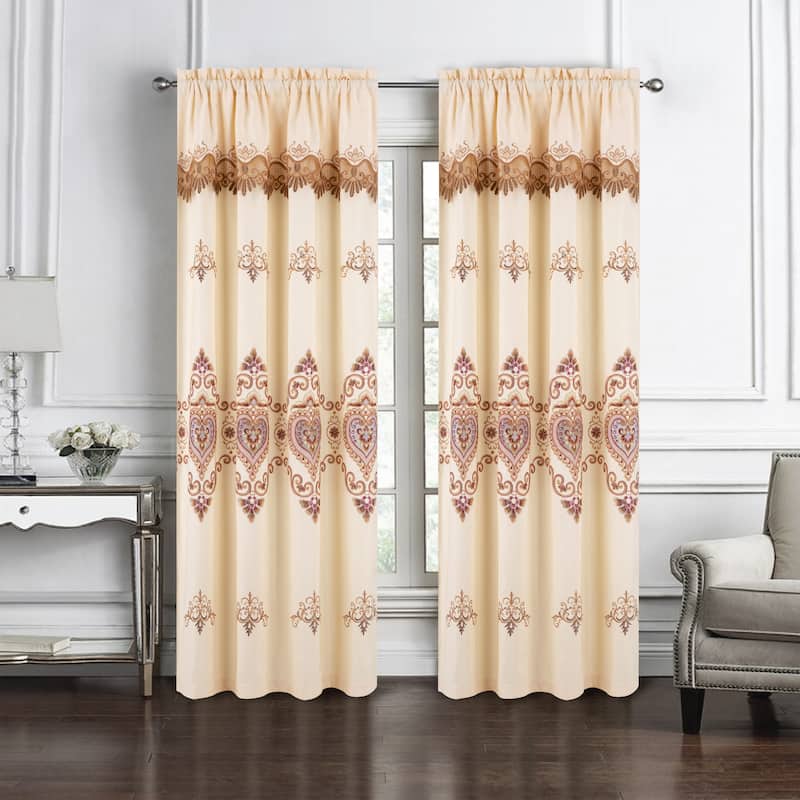 Betsy Macrame Embroidered Window Curtain Panel - Bonnie - Ivory