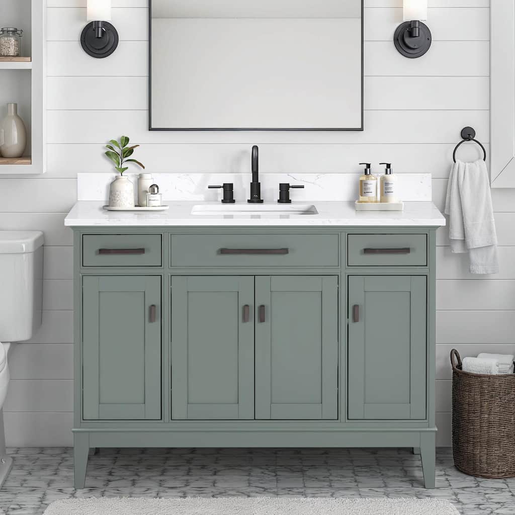 Madison 48 in. Single Sink Bathroom Vanity with Engineered Stone Top - 49" x 22"D x 35"H