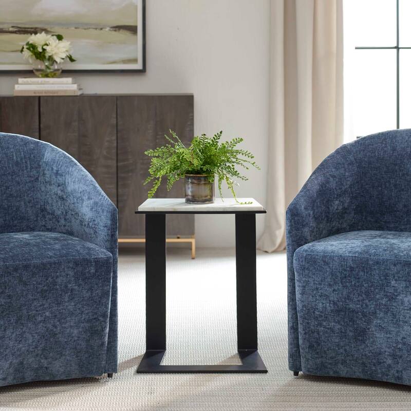 Uttermost Kenora White Marble Accent Table - 18.00" W x 22.50" H x 11.75" D