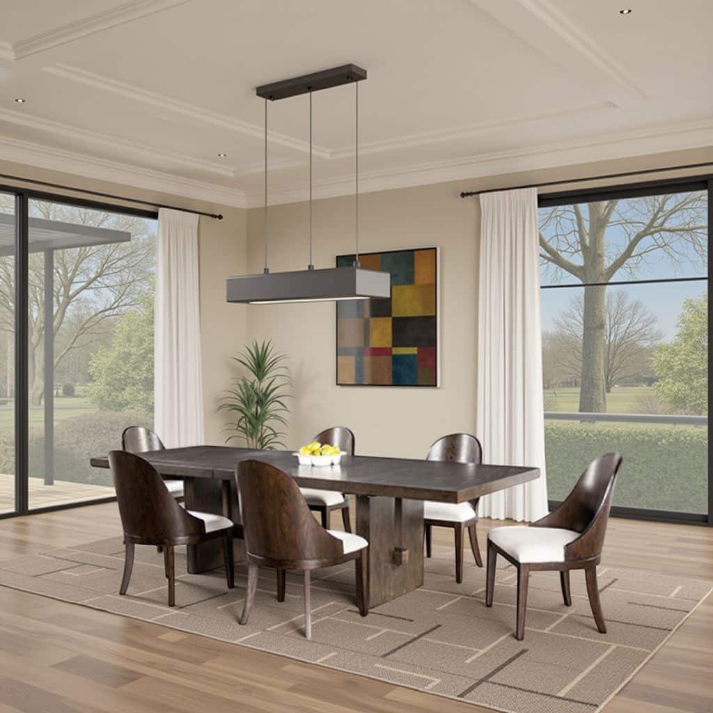 Mordy 7pc Dining Table Set, 90,1+18 Inch Expandable Leaf, 6 Chairs