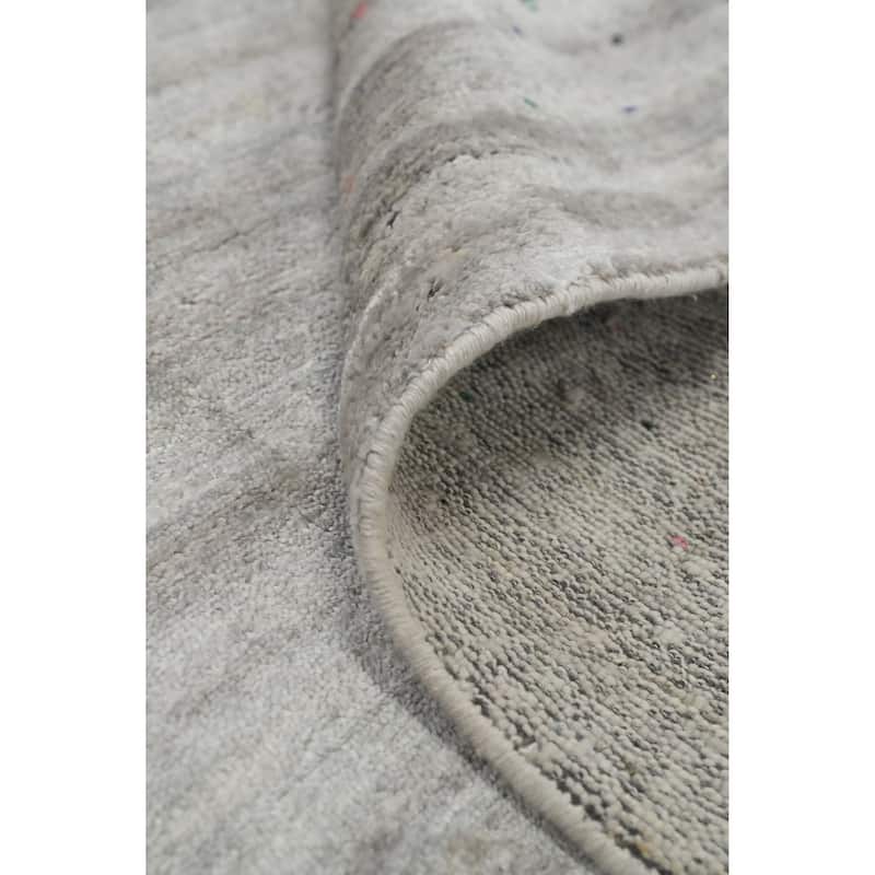 Hand Knotted Oriental Viscose Silk Carpet Tribal Animal Pictorial Greys & Charcoal Gabbeh Area Rug - 8' 9'' X 8' 9''