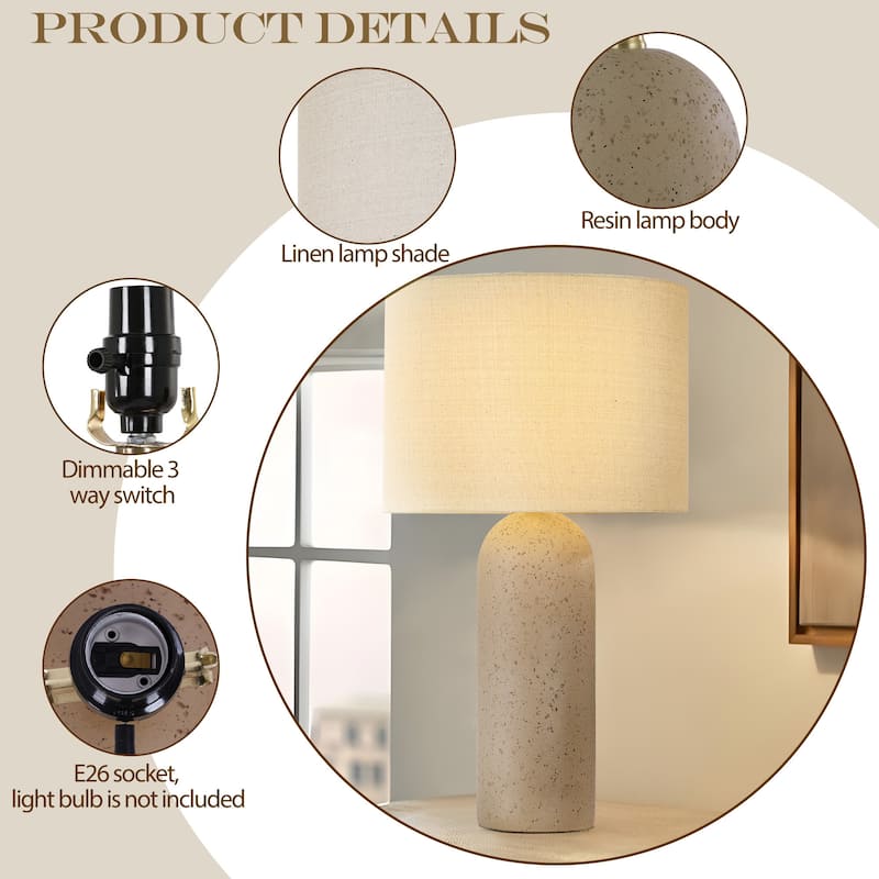 26.7" Ceramic Accent Table Lamp, Bedside Table Lamps With 3-way Dimming Switch