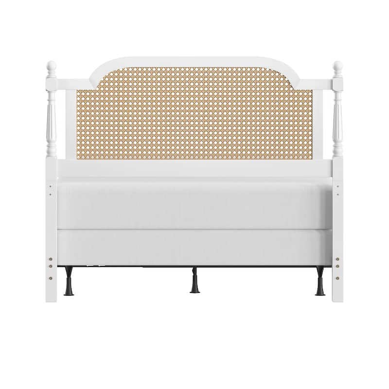 Hillsdale Melanie Wood and Cane Headboard with Frame, White