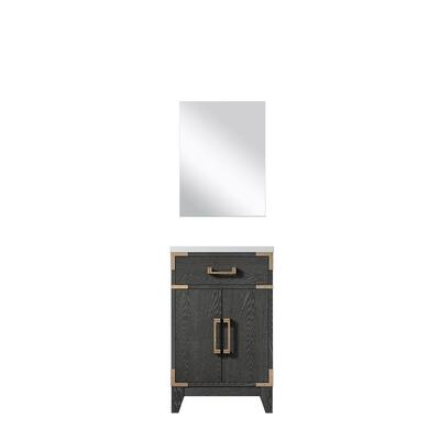 20 in. Black Oak Single Bath Vanity with Acrylic Top, Soft-Close Cabinet, 18 in. x 24 in. Mirror Included