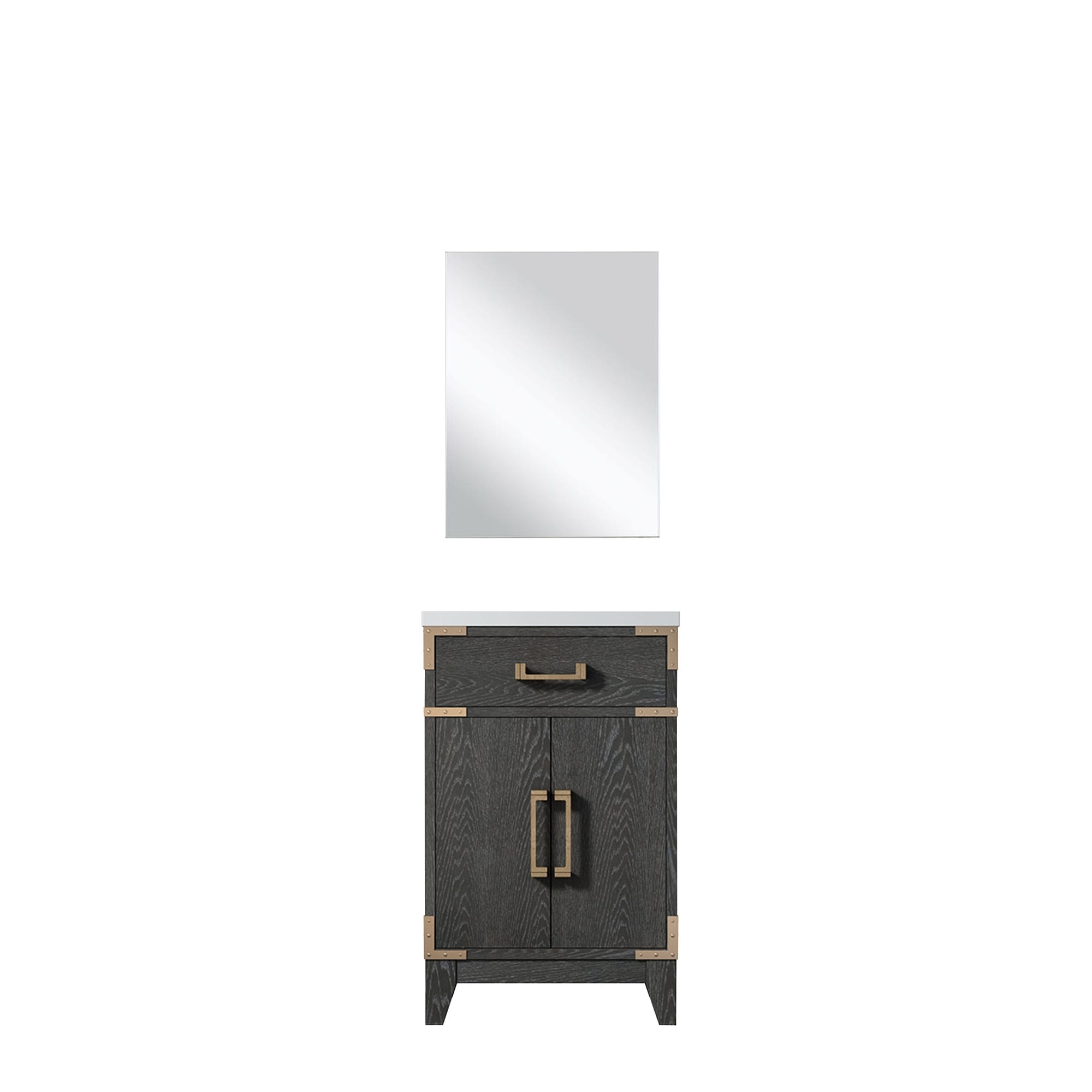 Black Oak Single Bath Vanity 20 in. W x 18 in. D, Acrylic Countertop and 18 in. Mirror