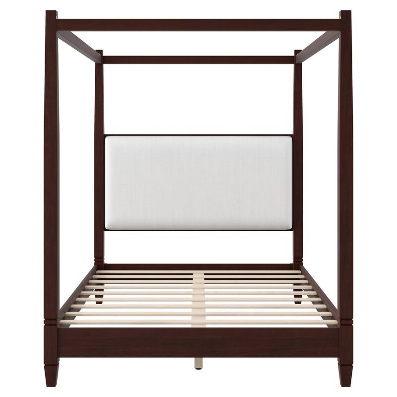 Canopy Platform Bed with Upholstered Headboard by Harper&Bright Designs