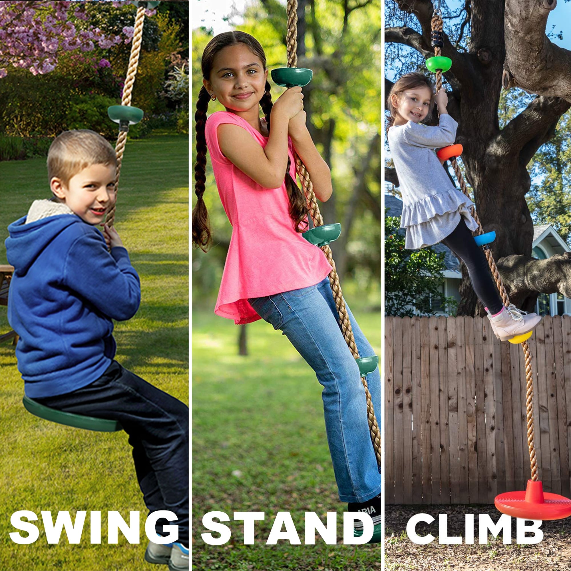 AGPTEK Climbing Rope Swing for Tree with 2 Hook & Platform & Disc Swing  Seat - S - Bed Bath & Beyond - 31475475