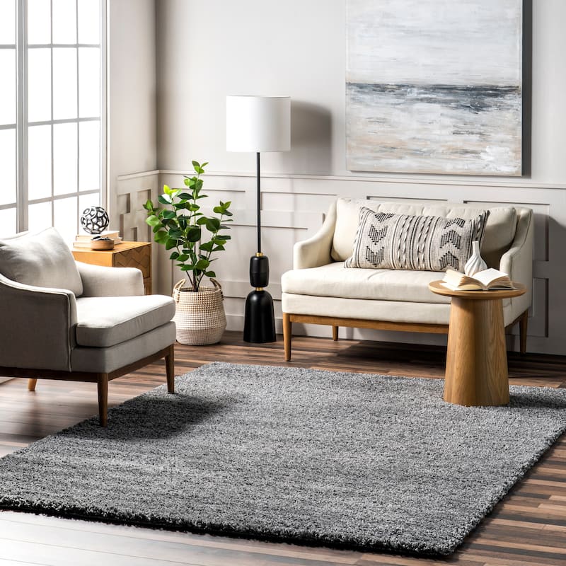 Nuloom Scarlett Modern Plush Shag Area Rug - 3'2" x 5' - Grey - Rectangle