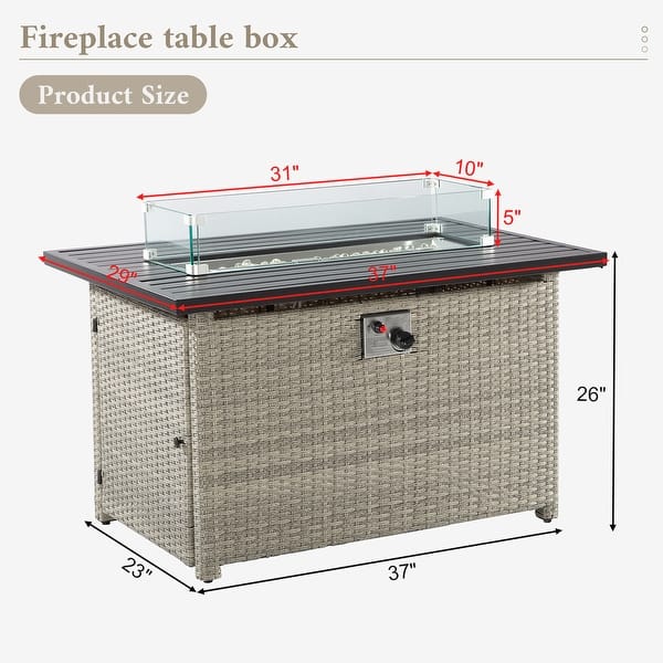 Propane Fire Table, 42" Outdoor Gas Fire Pit, 50,000 Btu Steel Fire Table With Glass Wind Guard - N/A