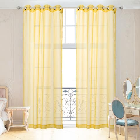 2 Piece Window Sheer Curtains Grommet Panels for Bedroom/Living Room