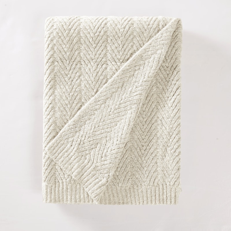 Frye Chevron Textured 50x70 Throw - Cream