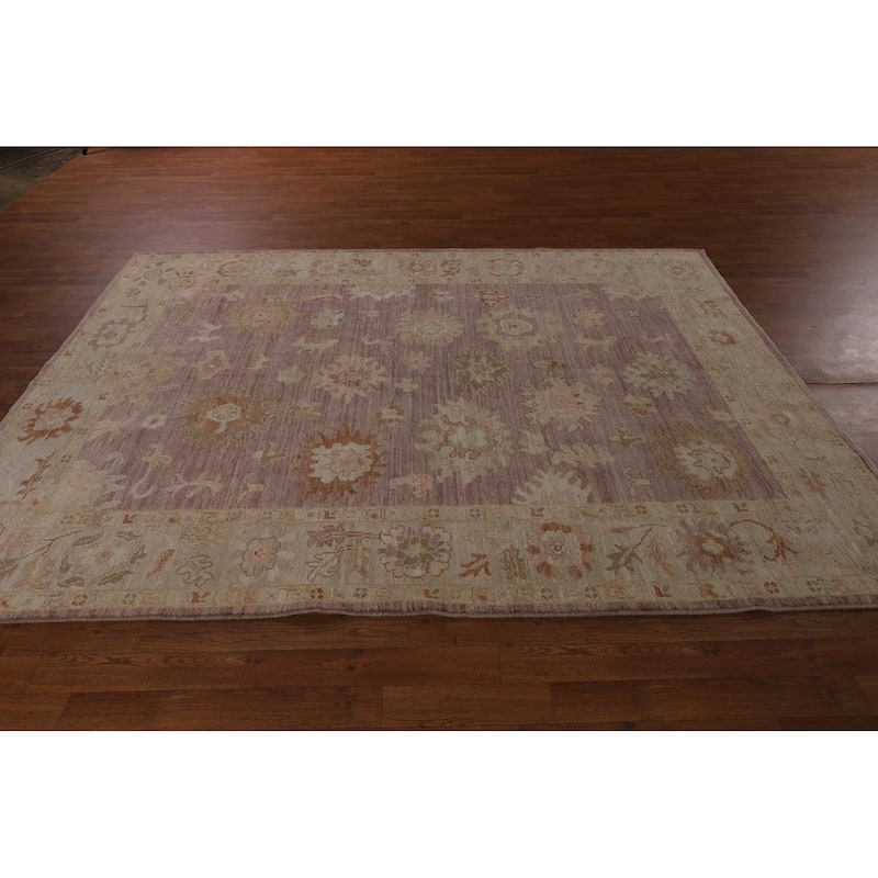 Vegetable Dye Oushak Turkish Area Rug Hand-Knotted Brown Wool Carpet - 6'3"x 8'8"