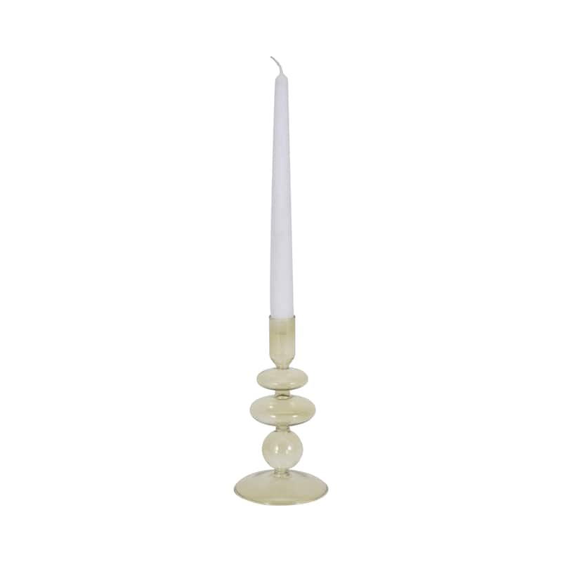 Sculptural Glass Candle Holder with Rounded Accent Base - Modern Tabletop Candle Holder for Any Room