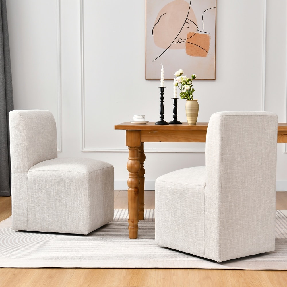 Upholstered Rolling Dining Chair with Casters