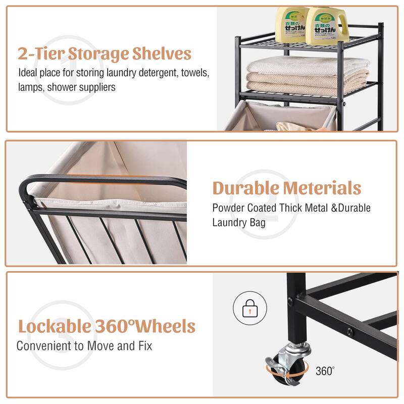 Tilt Out Laundry Hamper, Lockable Wheels