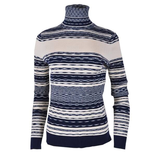 Shop Tory Burch Women S Julie Blue Cream Striped Turtleneck