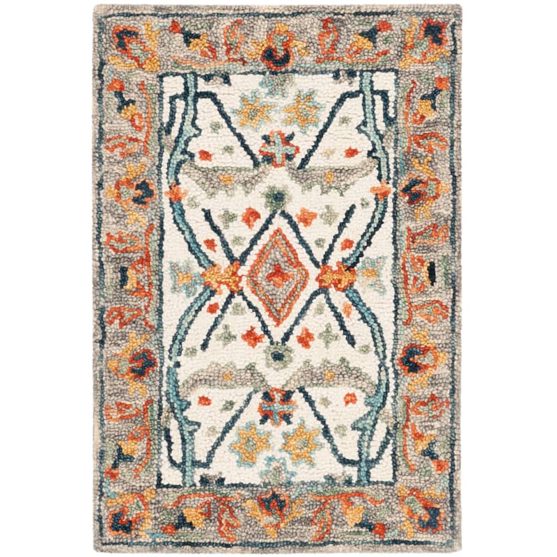 SAFAVIEH Handmade Aspen Elerte Boho Tribal Wool Rug - 2' x 3' - Ivory/Blue