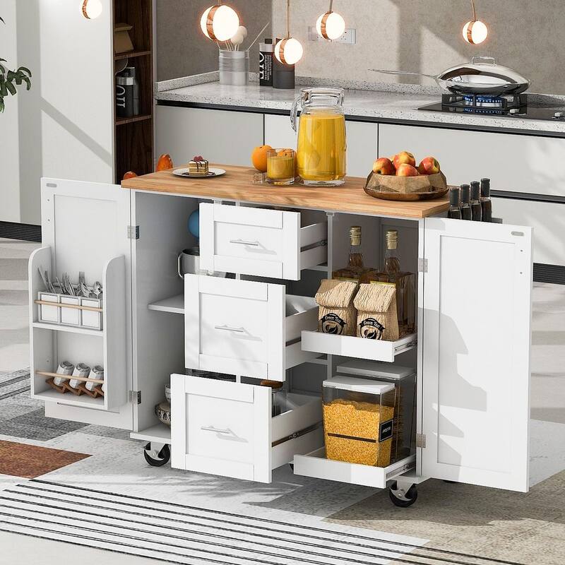 Rolling Kitchen Island Cart with Wheels and Storage