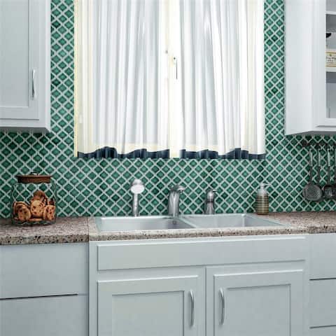 Merola Tile Hudson Tangier Emerald 12.38" x 12.5" Porcelain Mosaic Tile