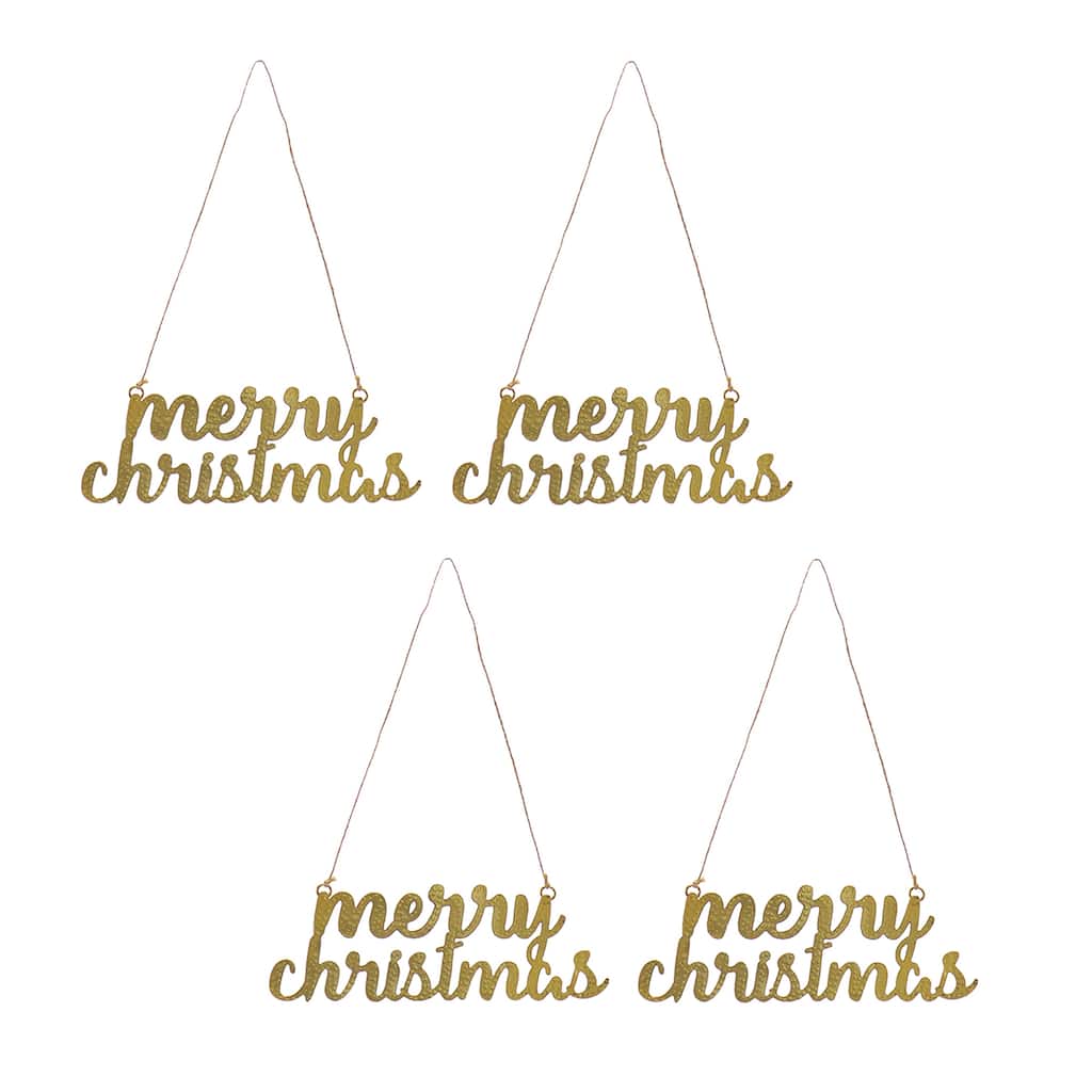 National Tree Company 9 in. HGTV Home Collection "Merry Christmas" Metal Ornament with Gold Finish, Set of 4 - 9 in