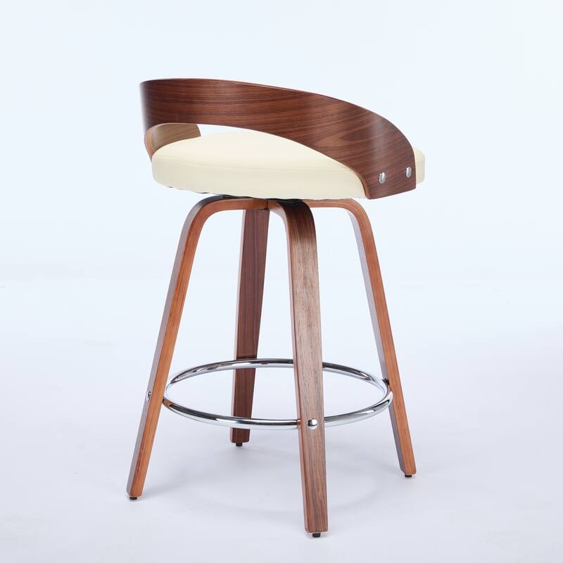 Bar Stools Set Counter Height Barstools w/Bentwood Legs, Swivel Counter Stools w/Back, Upholstered Bar Chairs for Kitchen Island
