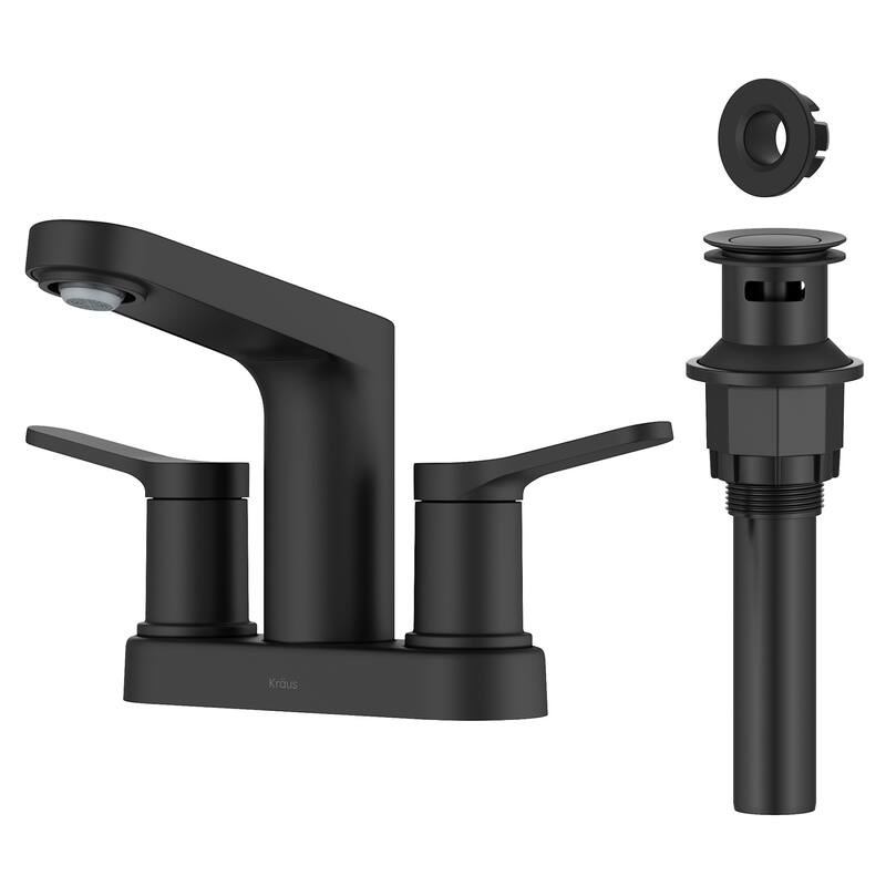 Kraus FUS-14102 Indy 1.2 GPM Centerset Bathroom Faucet with Push - Matte Black