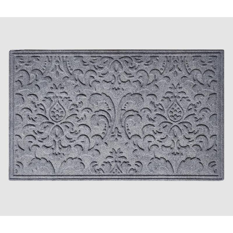 A1HC New All Weather Superior Dirt and Moisture Absorbing Polypropylene Door Mat with Non-Slip Backing for Inside Outside Use - 24"x36" - Light Gray Floral