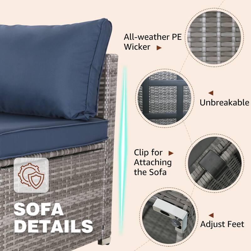 7-Piece Wicker Patio Conversation Set with Cushions