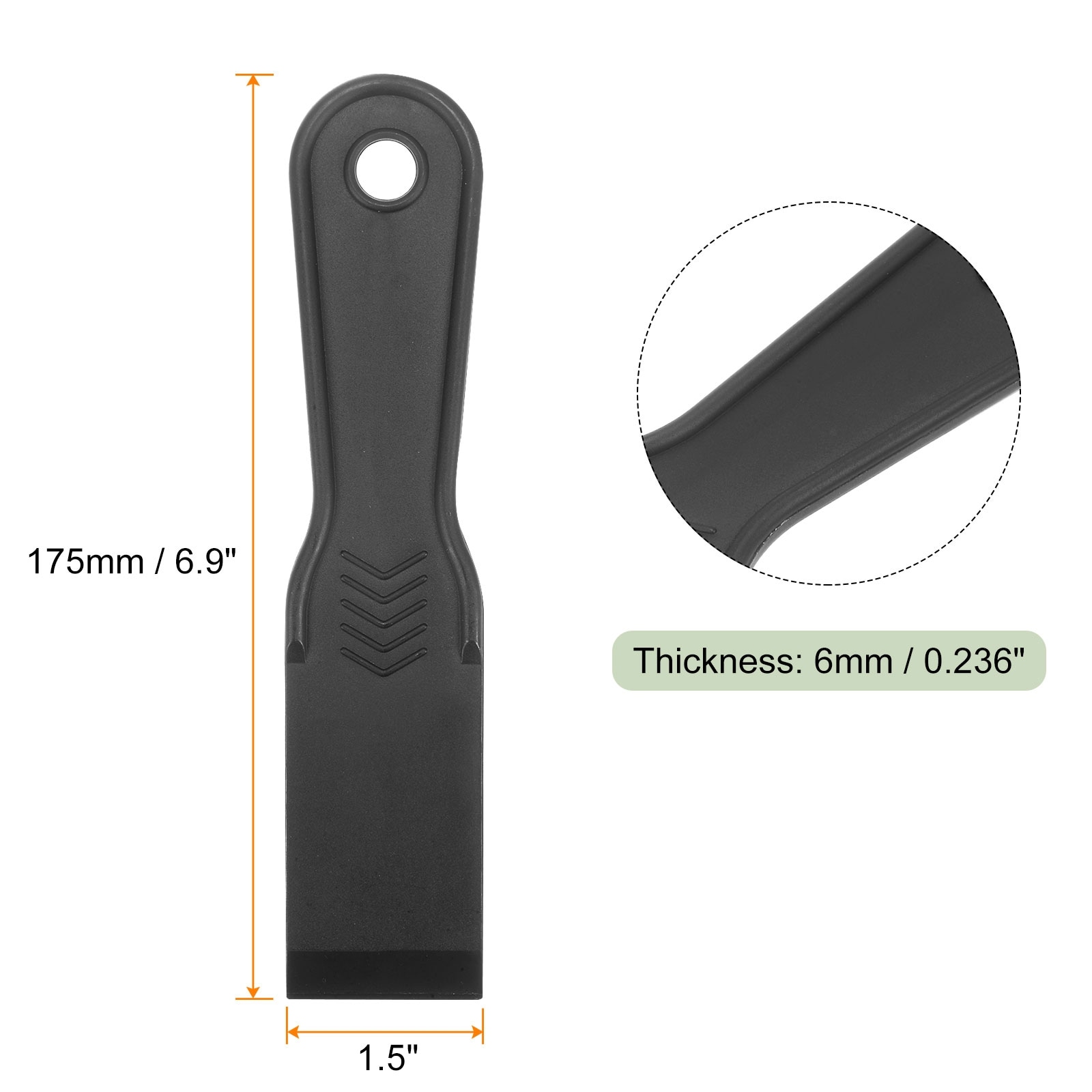 Putty Scraper Flexible Plastic Putty Knife for Tap Drywall Spreading Painting Wall Scratching - Black