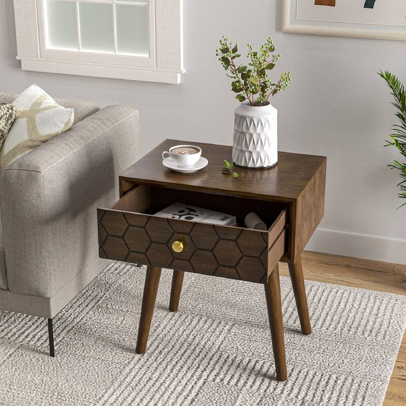 SUNBURY Morden Brown Nightstand with Drawer (Set of 2)