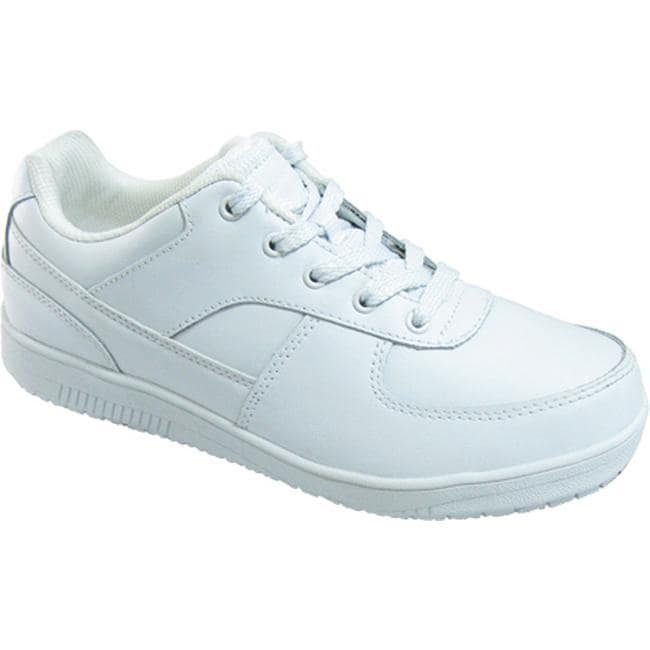 Slip-Resistant Athletic White Leather 