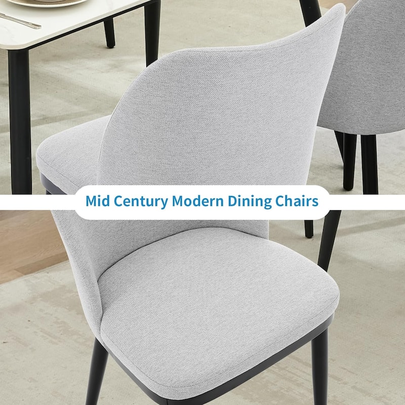 Upholstered Fabric Dining Room Side Chairs, Chair for Dining Room with Padded Seat and Wood Legs