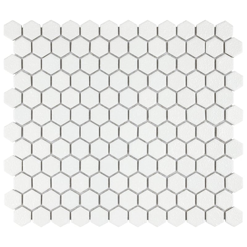 Merola Tile Hudson 1" Hex Crystalline White 11-7/8" x 13-1/4" Porcelain Mosaic Floor and Wall Tile - Case (10 Tiles)