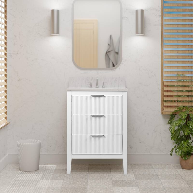 Evelyn 24-inch Vanity with Engineered Marble Top - White