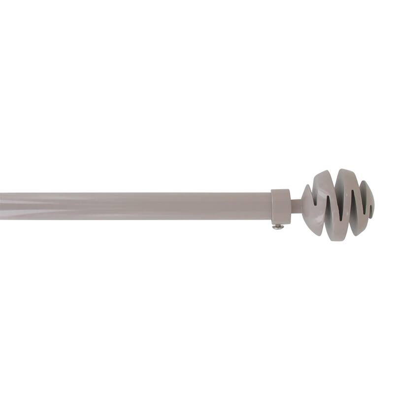 Adjustable Single Curtain Rod 50"-82" with Spiral Finials and Brackets, Available in Taupe, Gray, or Black