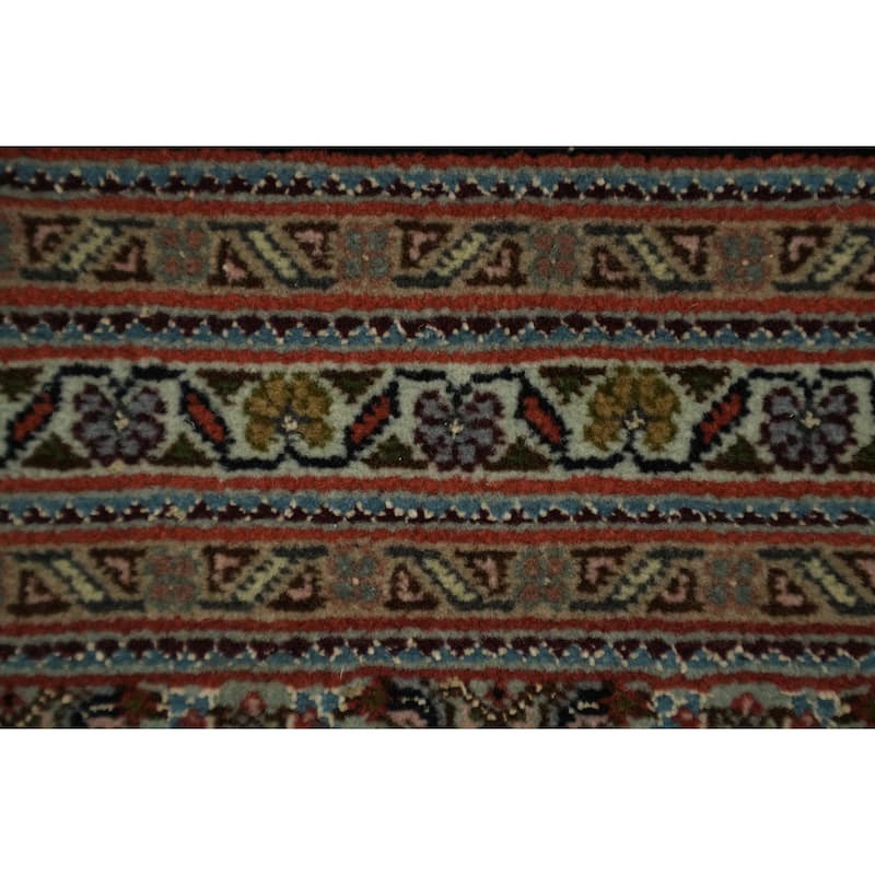 Hand Knotted Oriental 100% Wool Carpet Traditional Geometric Black Tabriz-Mahi Area Rug - 10' 2'' X 6' 7''