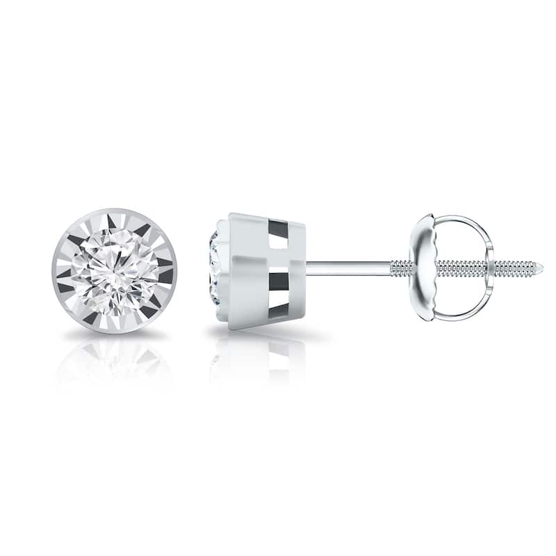 Auriya 1/2ctw Bezel-set Diamond Stud Earrings 14k Gold (G-H, SI1-SI2) - White