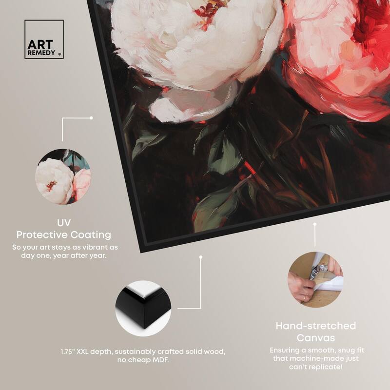 Three Shades of Peony III Canvas by Art Remedy