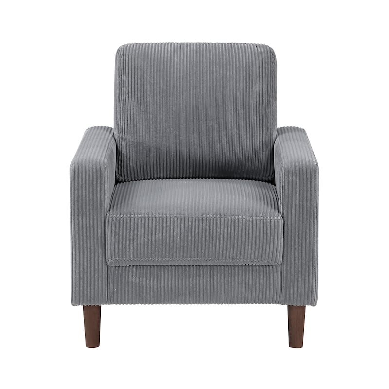 Caspian 32" Corduroy Living Room Chair - Wood Finish Exposed Feet