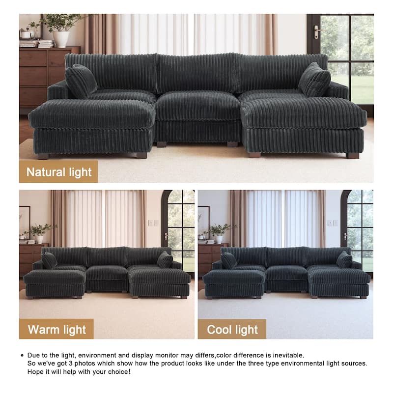 Oversized U-shaped Plush Modular Sectional Sofa Set