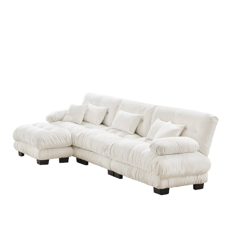 Luxury Chenille Modular Upholstered Sectional Sofa Couch with Convertible Ottoman
