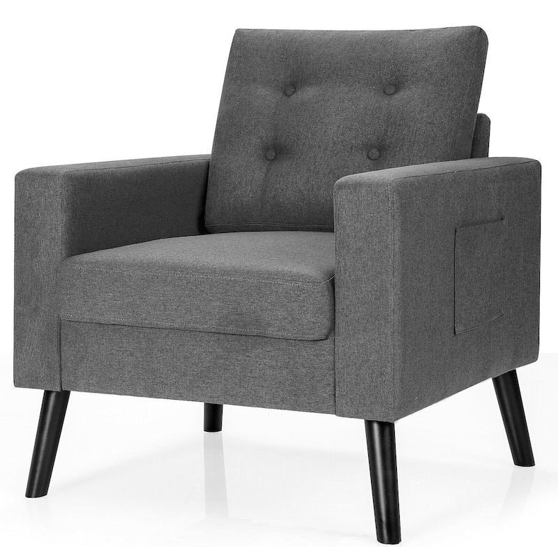 Modern Tufted Accent Chair w/ Rubber Wood Legs - 29.5" x 32.5" x 34"(L x W x H) - Grey