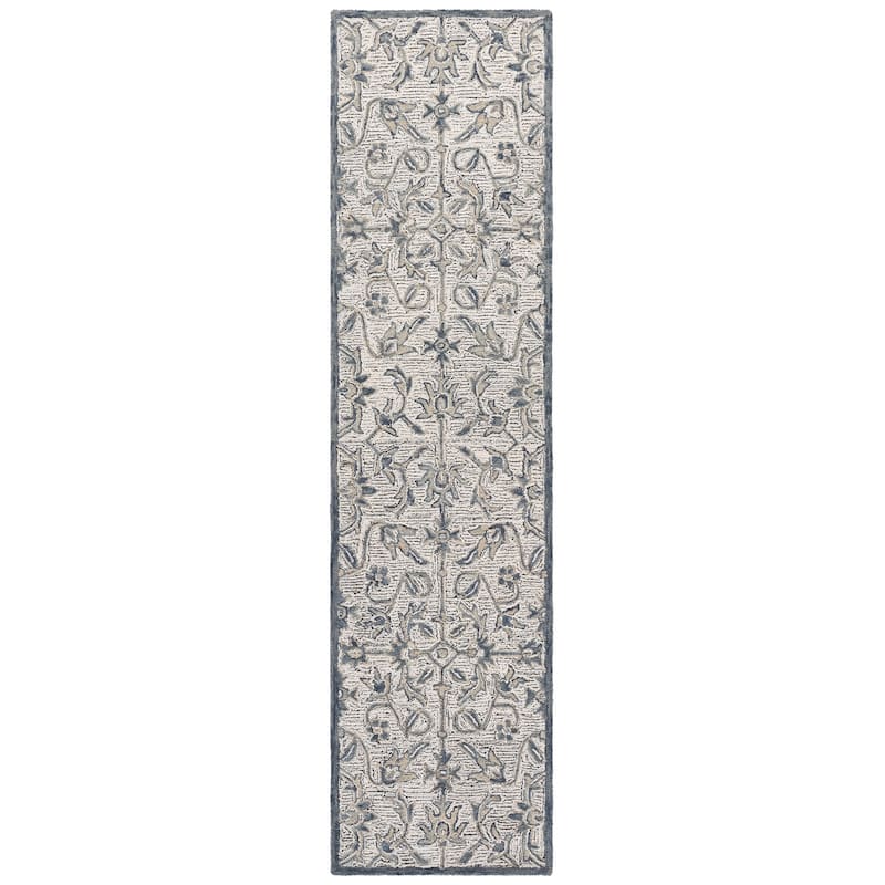 SAFAVIEH Handmade Metro Smeralda Wool Rug - 2'3" x 9' Runner - Ivory/Grey