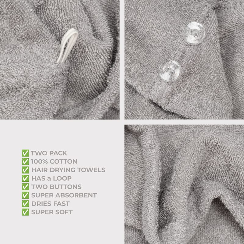 American Soft Linen 100% Cotton Hair Drying Towels for Women, Cotton Hair Turban Turkish Towel Wrap, Head Towel Cap for Hairs