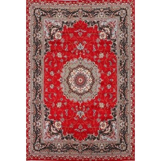 Red Turkish Style Rug Victorian Style Kashan Turkish Rug Red Machine-Made Carpet - 9'7