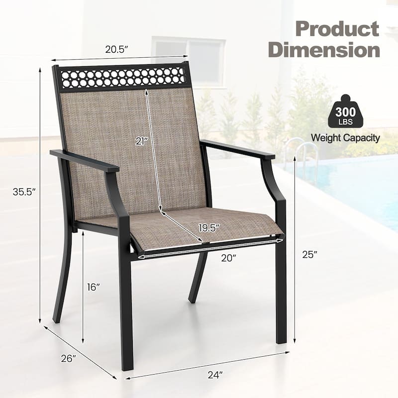 Gymax Patio Dining Chairs Set of 4 All Weather Outdoor Chairs w/ High